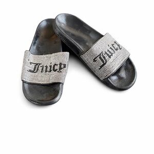 Juicy Couture Rhinestone Logo Slide Sandals Black